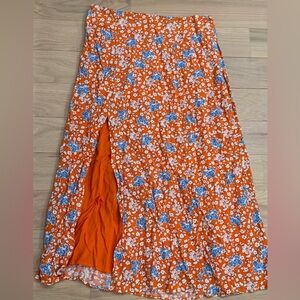 NEW Anthropologie Layered Skirt Size 8 Maeve Spring Orange Midi NWT Floral